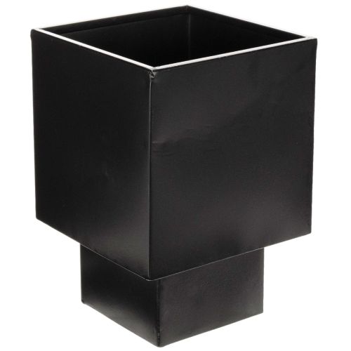 Pflanzgefäß Würfel Metall Schwarz mit Sockel 22 cm