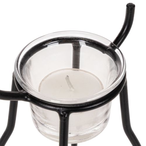 Kerzenhalter Rentier aus Metall mit Teelichtglas 28 cm Schwarz | Floristik21.de