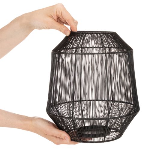 Kerzenhalter Schwarz Deko Laterne Drahtkorb Ø24cm H28cm | Floristik21.de