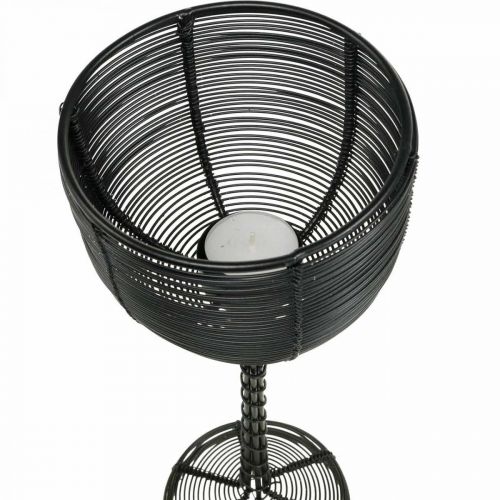 Artikel Teelichthalter Schwarz Metall Deko Weinglas Ø10cm H26,5cm