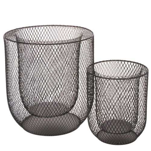 Kerzenhalter Schwarz Metall Drahtkorb Ø28,5/18cm 2er-Set