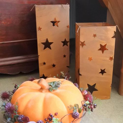 Artikel Metall Kerzenhalter Edelrost Sternenmotiv H40/50cm Weihnachtsdeko Innen/Außen