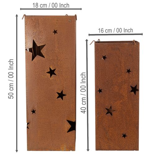 Artikel Metall Kerzenhalter Edelrost Sternenmotiv H40/50cm Weihnachtsdeko Innen/Außen