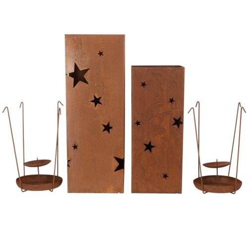Artikel Metall Kerzenhalter Edelrost Sternenmotiv H40/50cm Weihnachtsdeko Innen/Außen
