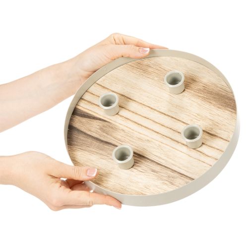 Kerzenhalter Holz Metall Rund 25cm für 4 Stabkerzen | Floristik21.de