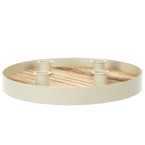 Kerzenhalter Holz Metall Rund 25cm für 4 Stabkerzen | Floristik21.de