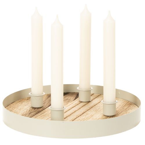 Kerzenhalter Holz Metall Rund 25cm für 4 Stabkerzen | Floristik21.de