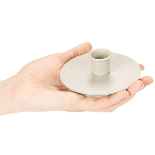 Kerzenhalter rund Metall 10cm cremefarben für Stabkerzen Innenbereich 2er Set | Floristik21.de