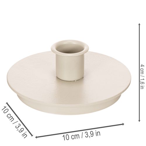 Kerzenhalter rund Metall 10cm cremefarben für Stabkerzen Innenbereich 2er Set | Floristik21.de