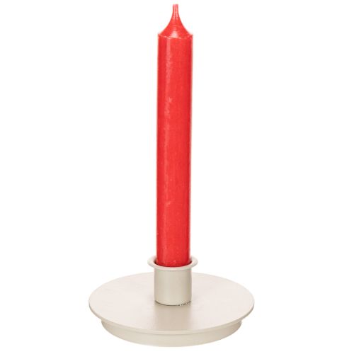 Kerzenhalter rund Metall 10cm cremefarben für Stabkerzen Innenbereich 2er Set | Floristik21.de