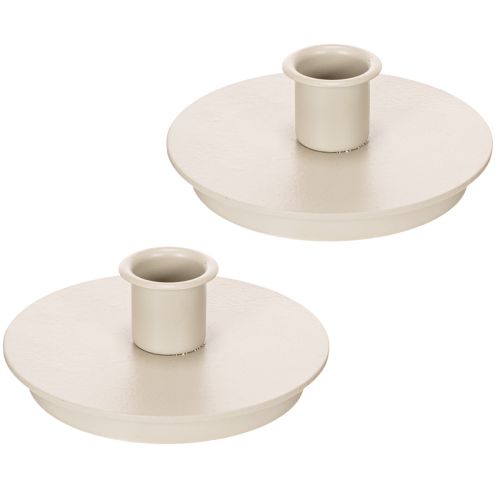 Kerzenhalter rund Metall 10cm cremefarben für Stabkerzen Innenbereich 2er Set | Floristik21.de