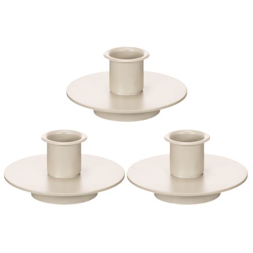 Kerzenhalter Metall Beige matt 8cm 3er-Set für Stabkerzen | Floristik21.de