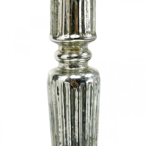 Floristik21 Windlicht Glas Kerzenständer Antik Look Silber Ø11,5cm H42,5cm