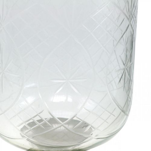 Windlicht Glas mit Sockel Antik Optik Silbern Ø17cm H31,5cm