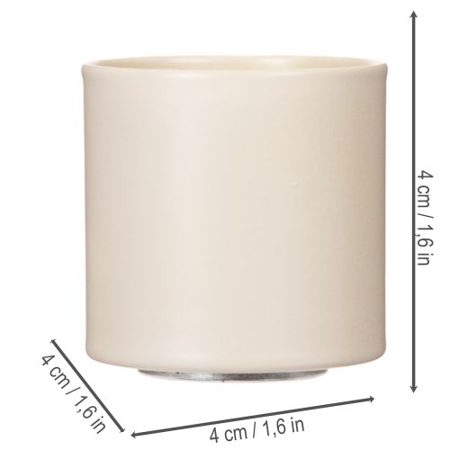 Magnetischer Kerzenhalter aus Metall, Ø 4 cm, für Stabkerzen 34 mm, 4er-Set, taupe-creme | Floristik21.de