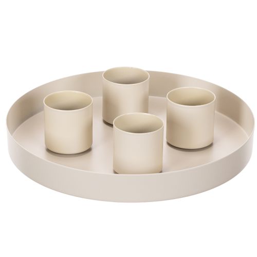 Magnetischer Kerzenhalter aus Metall, Ø 4 cm, für Stabkerzen 34 mm, 4er-Set, taupe-creme | Floristik21.de