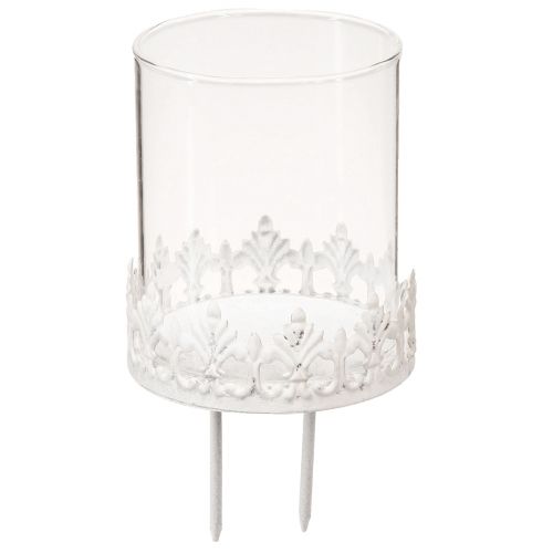 Floristik21 Kerzenhalter mit Dorn Teelichthalter Weiß H8cm 4 St für Tischdekoration und Beleuchtung