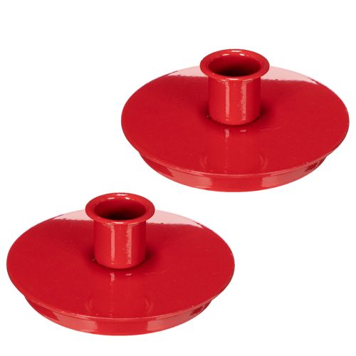 Kerzenhalter aus Metall Rot 10cm für Stabkerzen 2 Stück | Floristik21.de