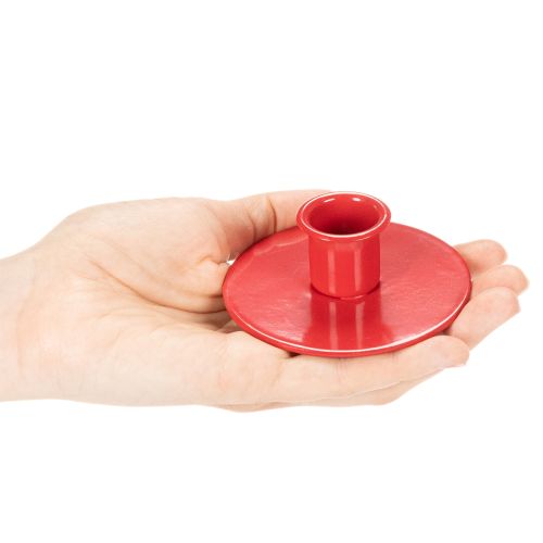Kerzenhalter aus Metall rot Ø 8 cm für Stabkerzen 3er-Set | Floristik21.de