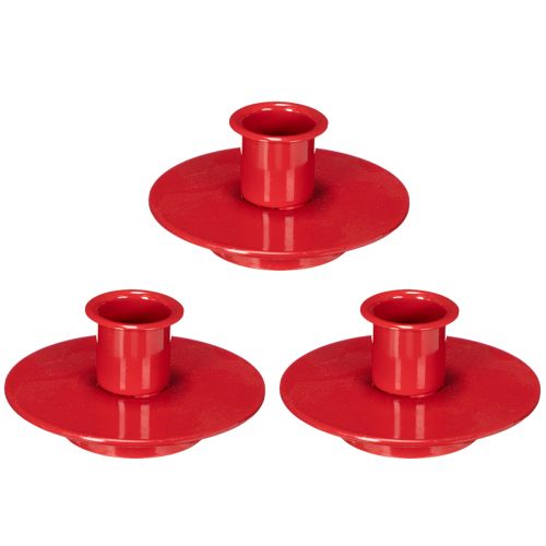 Kerzenhalter aus Metall rot Ø 8 cm für Stabkerzen 3er-Set | Floristik21.de
