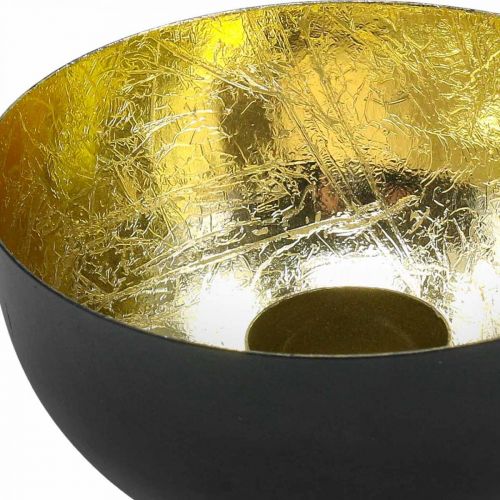 Kerzenhalter Schwarz Gold Weihnachtsdeko Ø13cm H6,5cm