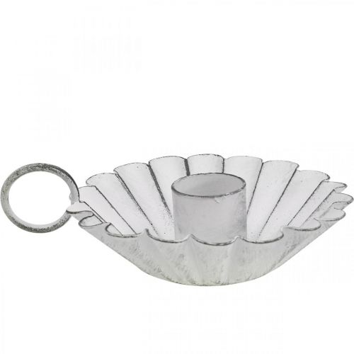 Floristik21 Kerzenständer Shabby Chic Weiß Metall Deko Ø9,5cm H3cm