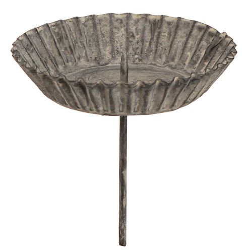 Floristik21 Steckkerzenhalter für Stumpenkerzen Grau, Metall, Ø9,5cm - 4er Set für Deko und Events