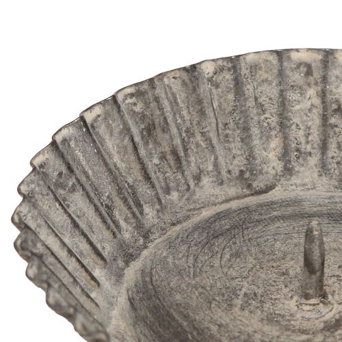 Artikel Steckkerzenhalter für Stumpenkerzen Grau, Metall, Ø9,5cm - 4er Set für Deko und Events