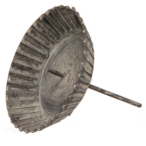 Artikel Steckkerzenhalter für Stumpenkerzen Grau, Metall, Ø9,5cm - 4er Set für Deko und Events