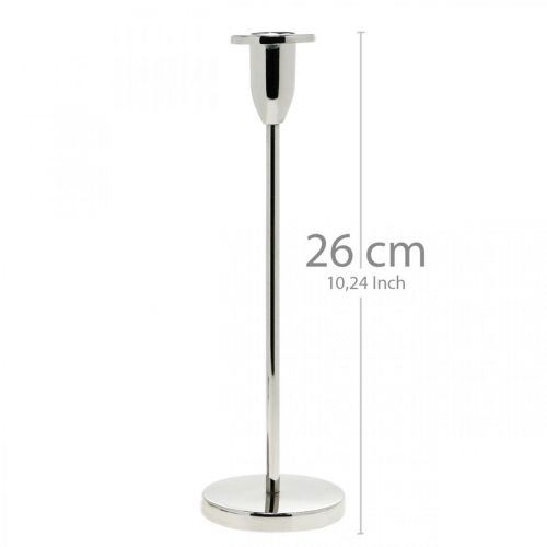 Floristik21 Kerzenhalter Silbern Metall Deko Kerzenständer modern H26cm