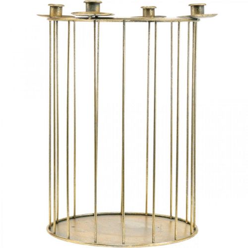 Adventskranz zum Befüllen, Kerzenhalter für Weihnachten, Metalldeko Golden, Antik-Optik Ø26cm H39cm