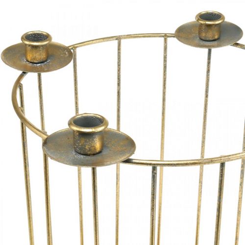 Floristik21 Adventskranz zum Befüllen, Kerzenhalter für Weihnachten, Metalldeko Golden, Antik-Optik Ø26cm H39cm