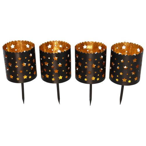 Artikel Kerzenhalter Adventskranz zum Stecken Schwarz Gold Ø6cm 4St