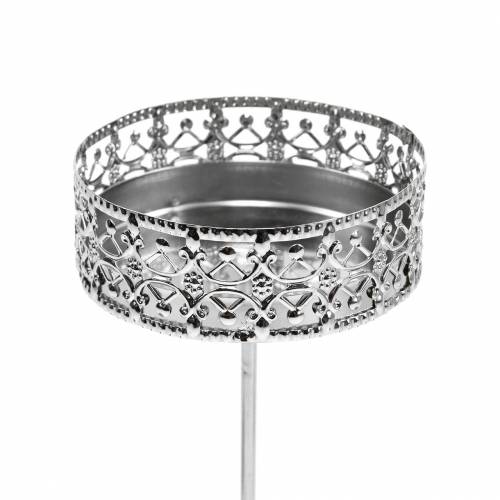 Artikel Florale Kerzenhalter zum Stecken Silbern Ø7,4cm H12,5cm Antik-Optik 4 St