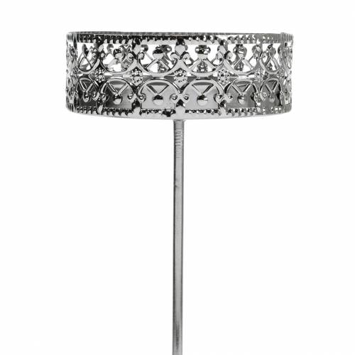 Artikel Florale Kerzenhalter zum Stecken Silbern Ø7,4cm H12,5cm Antik-Optik 4 St
