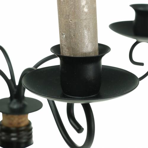 Floristik21 Kerzenhalter für Flasche Vierarmig Schwarz Ø28cm