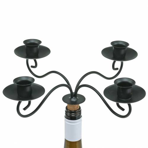Floristik21 Kerzenhalter für Flasche Vierarmig Schwarz Ø28cm