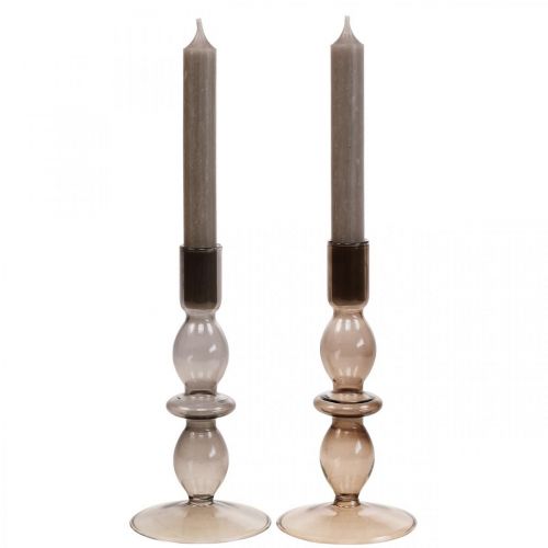 Floristik21 Kerzenhalter Glas Kerzenständer Stabkerzenhalter 18,5cm 2St