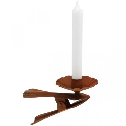 Floristik21 Kerzenhalter zum Klemmen, Advent, Kerzendeko aus Metall Edelrost Ø8,5cm L16cm