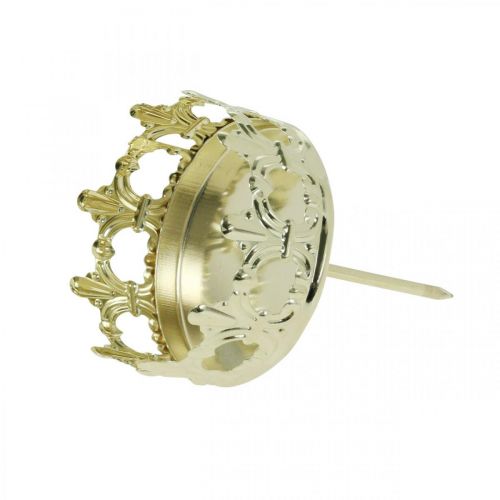 Teelichthalter Krone, Kerzendeko Weihnachten, Kerzenhalter für Adventskranz Golden Ø5,5cm 4St