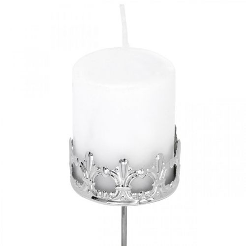 Kerzendeko Krone, Teelichthalter zum Stecken, Adventsdeko Silbern Ø5,5cm 4St