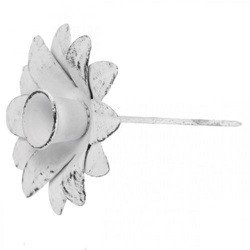 Kerzenhalter Blüte Metall Leuchter zum Stecken Weiß Shabby Ø9cm