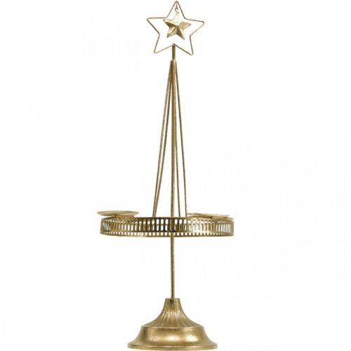 Artikel Kerzenhalter Stumpenkerzen Stern Gold Ø23cm H49,5cm