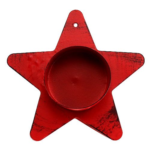 Floristik21 Kerzenhalter Sternform für Teelicht 10x7cm rot