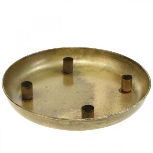 Kerzenteller, Adventskranzschale, Weihnachtsdeko Golden Antik-Optik Ø30cm Kerzenteller, Adventskranzschale, Weihnachtsdeko Golden Antik-Optik Ø30cm