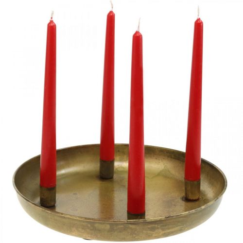 Kerzenteller, Adventskranzschale, Weihnachtsdeko Golden Antik-Optik Ø30cm