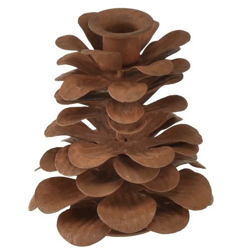 Floristik21 Kerzenhalter Weihnachten Zapfen Metall Rost Ø6,5cm H8cm