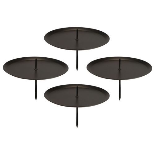 Floristik21 Kerzenhalter zum Stecken Advent Schwarz Metall  Ø10cm 4 St
