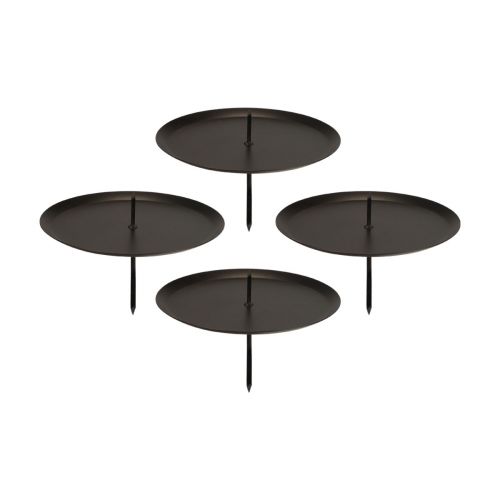 Floristik21 Kerzenhalter zum Stecken Schwarz Kerzenhalter Dorn Ø8cm 4 St