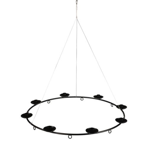 Floristik21 Kerzenleuchter Schwarz Hängeleuchter Stabkerzenhalter Ø39cm